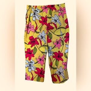 Liz Claiborne Womens Floral Pants - Green, Pink, and Blue